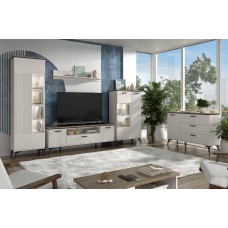 Корпусная мебель АНРЭКС VINATI Шкаф с витриной 1V1D P Цвет ПЕРСИДСКИЙ ЖЕМЧУГ/АМАРОК (2 уп.)