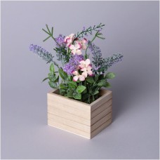 Искусственные цветы LEFARD 535-427 в деревянном кашпо 23см