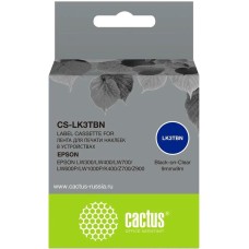 Картридж CACTUS Картридж CS-LK3TBN, LK-3TBN, 9мм, черный шрифт, прозрачный фон, 9м, CS-LK3TBN