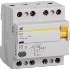 IEK Выключатель дифф. тока (УЗО) ВД1-63 (MDV10-4-063-300) 63A 4П 400В 4 модуля белый (упак.:1шт)
