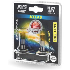 Лампа галогенная AVS Галогенная лампа /ATLAS ANTI-FOG/желтый H27/881.12V.27W.блистер 2шт