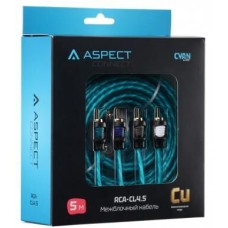 Кабель ASPECT Межблочный кабель RCA-CL4.5, Cyan Line, витая пара, OFC, 1 экран, 4RCA-4RCA, 5м