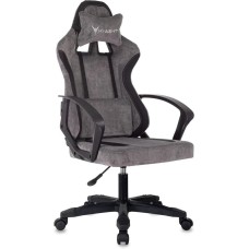 KNIGHT Кресло игровое Optimum, ткань, до 120кг, фиксированные подлокотники, серый/чёрный