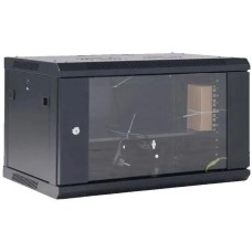 REXANT Шкаф коммутационный (04-0954-112) настенный 9U 400x542мм пер.дв.стекл черный 230град. металл
