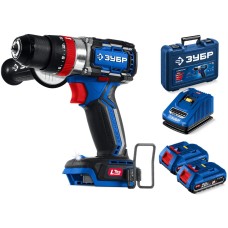 ЗУБР 20 В, 70 Н·м, 2 АКБ LMS (2 А·ч), бесщеточная ударная дрель-шуруповерт, кейс, ПРОФЕССИОНАЛ (DBS-70-22)