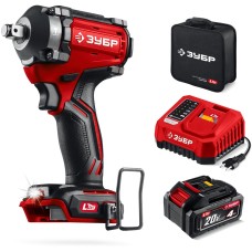 ЗУБР 20 В, 500 Н·м, 1 АКБ LMS (4 А·ч), бесщеточный ударный гайковерт, сумка (ГБУ-500-41)
