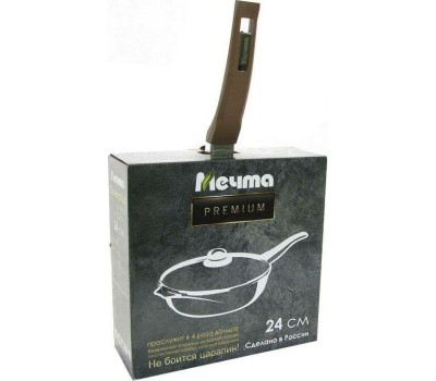 Сковорода МЕЧТА С24902 Premium (mokko) 24см с несъемн. ручкой и стекл. крышкой