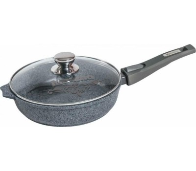 Сковорода МЕЧТА С24902 Premium (mokko) 24см с несъемн. ручкой и стекл. крышкой