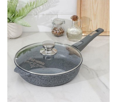 Сковорода МЕЧТА С24902 Premium (mokko) 24см с несъемн. ручкой и стекл. крышкой