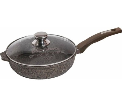 Сковорода МЕЧТА С24902 Premium (mokko) 24см с несъемн. ручкой и стекл. крышкой