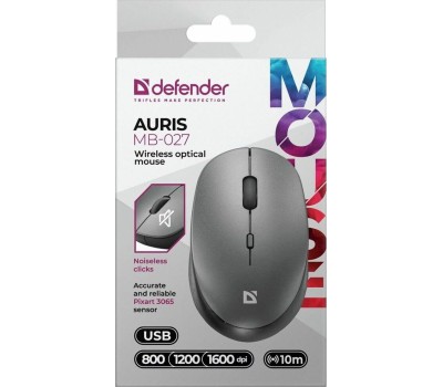 Мышь DEFENDER (52029) Auris MB-027 серый