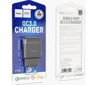 СЗУ HOCO (6931474732507) СЗУ HOCO C72Q Glorious single port charger черный