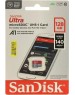 SANDISK SecureDigital microSDXC 128GB Ultra Class 10, UHS-I, R 140 МБ/с, <SDSQUAB-128G-GN6MN> без адаптера SD