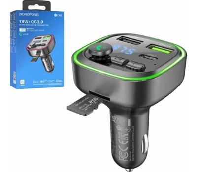 Трансмиттер BOROFONE (6941991104039) BC48 Black 2USB+1Type-C QC3.1