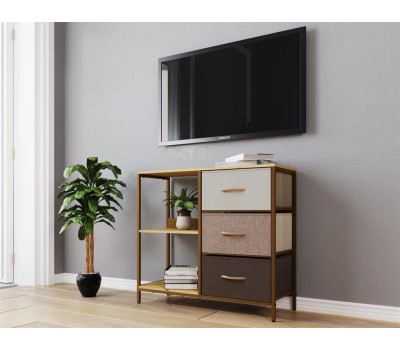 Комод LESET Локи Комод 3 ящ. С полками Бежевый/Светло-коричневый/Темно-коричневый