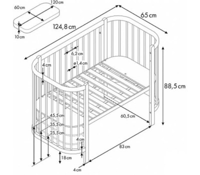 Кроватка POLINI Кроватка детская kids Simple 350, белый (1 кор.)
