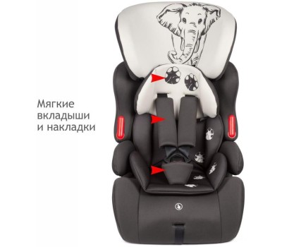 Детское автомобильное кресло SIGER KRES3597 Космо Lux гр.I/II/III, слон серый, бежевый