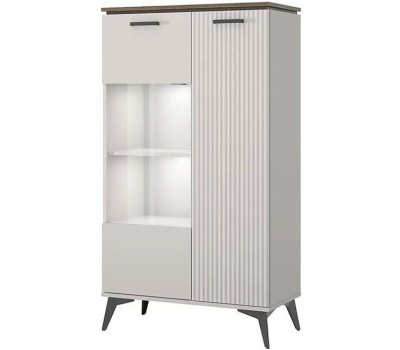 Корпусная мебель АНРЭКС VINATI Шкаф с витриной 1V1D P Цвет ПЕРСИДСКИЙ ЖЕМЧУГ/АМАРОК (2 уп.)