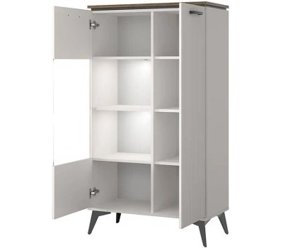 Корпусная мебель АНРЭКС VINATI Шкаф с витриной 1V1D P Цвет ПЕРСИДСКИЙ ЖЕМЧУГ/АМАРОК (2 уп.)