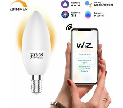 GAUSS Умная лампа Smart Home E27 белая 10Вт 1055lm Wi-Fi (1шт) [1070112]