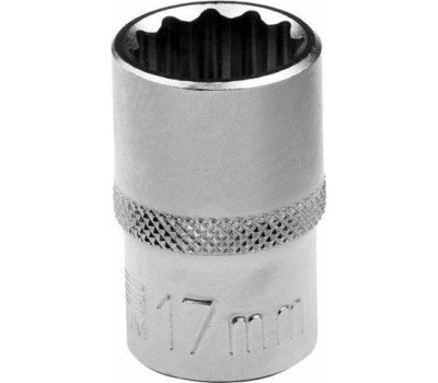 Головка торцевая STELS Головка торцевая, 17 мм, двенадцатигранная, CrV, под квадрат 1/2, хромированная 13662