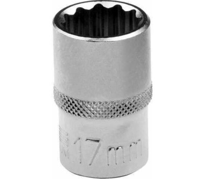 Головка торцевая STELS Головка торцевая, 17 мм, двенадцатигранная, CrV, под квадрат 1/2, хромированная 13662