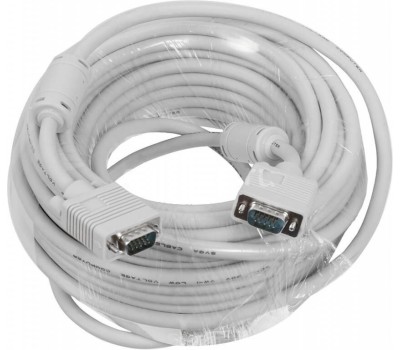 NONAME Кабель VGA DB15 (m) - DB15 (m), ферритовый фильтр , 30м, белый [cable30]