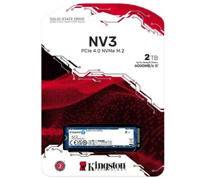 KINGSTON Накопитель SSD 2Tb NV3 (M.2 2280 PCI-E Gen4 x4, NVMe, R/W 6000/5000MB/s, 640TBW, RTL) (SNV3S/2000G)