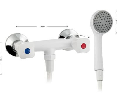 BRIMIX - Смеситель в ДУШ, металлокерамика, из высокопрочного пластика АБС - БЕЛЫЙ 4403