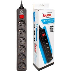 Сетевой фильтр BURO 600SH-5-B 5м 6 розеток черный
