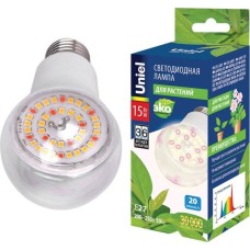 Фито-лампа UNIEL (UL-00007405) для растений LED-A60-15W/SPFB/E27/CL PLP30WH