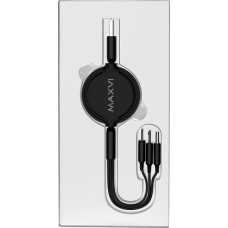 КАБЕЛЬ USB MICRO / MINI MAXVI MC-17MTL черный, 3 в1, USB-A - microUSB/Type-C/Lightning, 2.5A