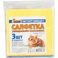 Салфетка РЫЖИЙ КОТ Салфетка целлюлозная универсальная, 15х15 см, 3 шт (003882)