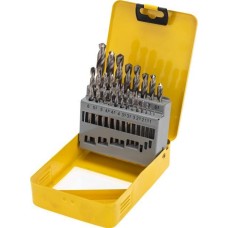 Сверло KRANZ (KR-91-0638) Набор сверл по металлу, 1-10мм (через 0,5мм, 3,2мм, 4,8мм), HSS, цилиндрический хвостовик, металлический кейс, 21 шт.