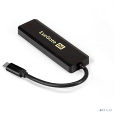 Exegate EX293986RUS USB-Хаб (концентратор) ExeGate DUB-4CP/1 (кабель-адаптер USB Type C --> 4xUSB3.0, Plug&Play, черный)