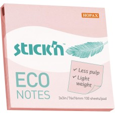STICK`N Блок самоклеящийся бумажный ECO 21746 76x76мм 100лист. 60г/м2 пастель розовый