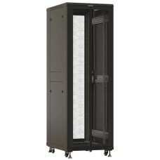 HYPERLINE Шкаф серверный (TTBR-4261-DD-RAL9004) напольный 42U 600x1000мм пер.дв.перфор.2ств. задн.дв.перфор.2-хст. 2 бок.пан. направл.под закл.гайки 800кг черный 910мм 122.2кг 2055мм IP20 сталь