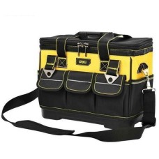 DELI Сумка для инструментов каркасная с жестким пластиковым дном DL586112 14 карманов, плечевой ремень, ткань Оксфорд 600D