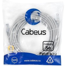 CABEUS Патч-корд PC-UTP-RJ45-CAT.5E-15M-LSZH U/UTP RJ-45 вил.-вилка RJ-45 кат.5E 15м серый LSZH