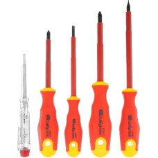 СИБРТЕХ Набор отверток диэлектрических до 1000 В, 5 шт, тестер, CrV, двухкомпонентные рукоятки 12937