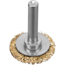 MATRIX Щетка для дрели, 30 мм, плоская со шпилькой, латунированная витая проволока 74440