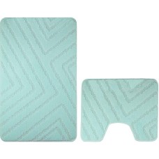 САНАКС - Коврик в ванную КЛАССИК УНИ ПОЛОСКИ двойной, БИРЮЗОВЫЙ, 55х90 + 45х55 см, 100% полиэстер 00286