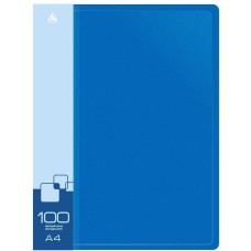 БЮРОКРАТ Папка с 100 прозр.вклад. -BPVN100BLUE A4 пластик 0.8мм торц.карм с бум. встав синий