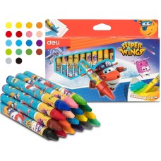 DELI Восковые мелки EC21010 Super Wings 18цв. картон.кор./европод