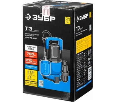 Дренажный насос ЗУБР НПЧ-Т3-750 Профессионал дренажный насос с минимальным уровнем откачки