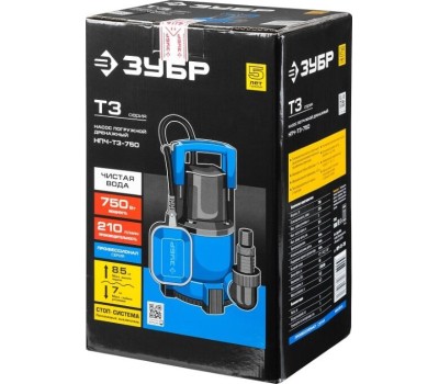 Дренажный насос ЗУБР НПЧ-Т3-750 Профессионал дренажный насос с минимальным уровнем откачки