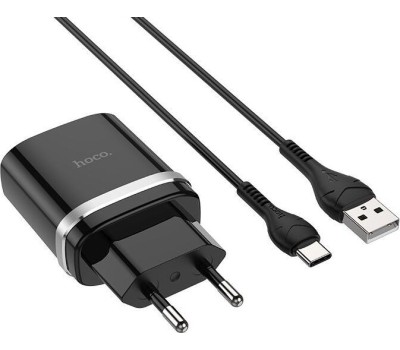 Сетевое ЗУ HOCO (6931474716293) C12Q 1USB 3.0A QC3.0 TYPE-C 1м черный