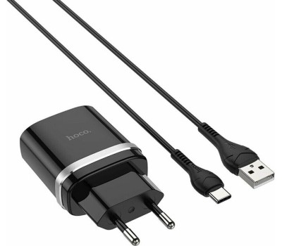Сетевое ЗУ HOCO (6931474716293) C12Q 1USB 3.0A QC3.0 TYPE-C 1м черный