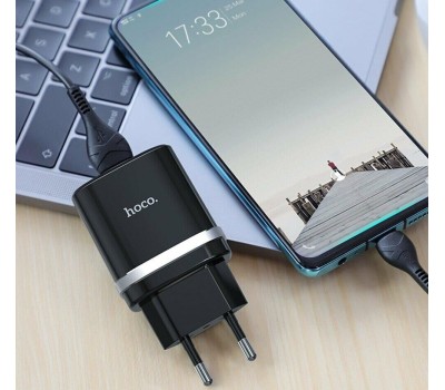 Сетевое ЗУ HOCO (6931474716293) C12Q 1USB 3.0A QC3.0 TYPE-C 1м черный