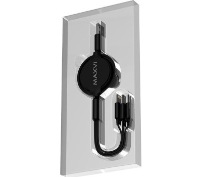 КАБЕЛЬ USB MICRO / MINI MAXVI MC-17MTL черный, 3 в1, USB-A - microUSB/Type-C/Lightning, 2.5A